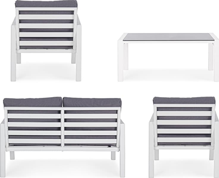 Salottino moderno per esterno "Koral" in alluminio con cuscini da giardino e veranda in Set di mobili Decor Space - Altamura, commercioVirtuoso.it