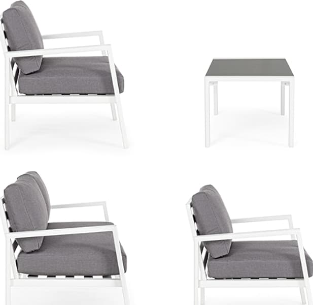 Salottino moderno per esterno "Koral" in alluminio con cuscini da giardino e veranda in Set di mobili Decor Space - Altamura, commercioVirtuoso.it