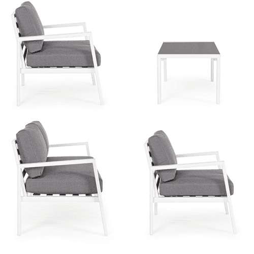 Salottino moderno per esterno "Koral" in alluminio con cuscini da giardino e veranda in Set di mobili Decor Space - Altamura, commercioVirtuoso.it
