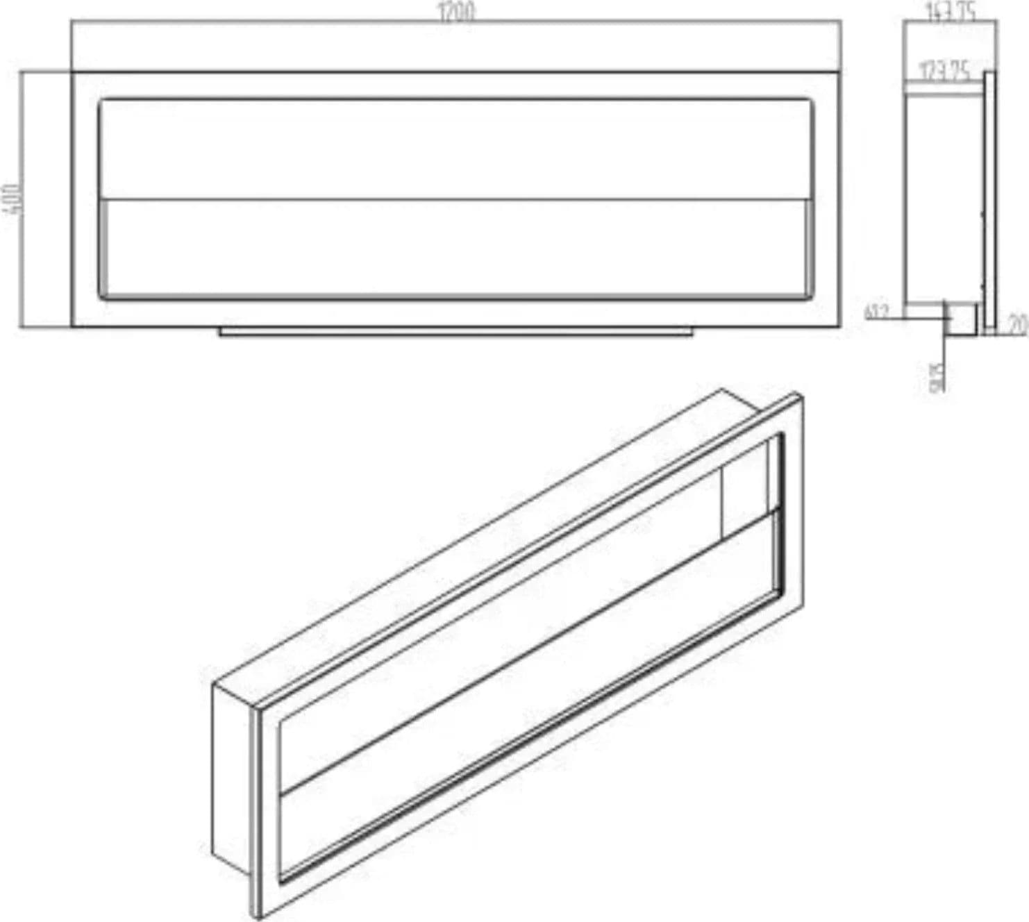 Camino a bioetanolo "Furore" da parete a incasso nero 120 x 40 x 45 - 8