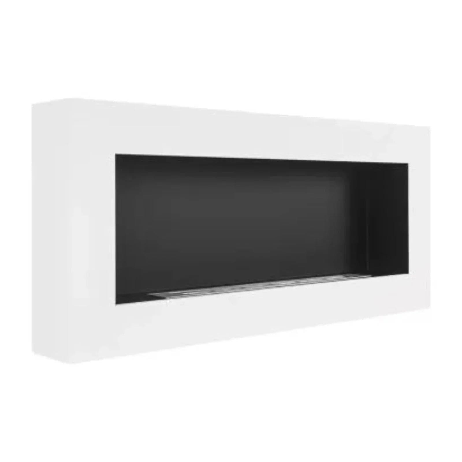 Camino a bioetanolo "Siena" da parete in acciaio bianco  90 x 12 x 40 in Caminetti gel ed etanolo Decor Space - Altamura, commercioVirtuoso.it