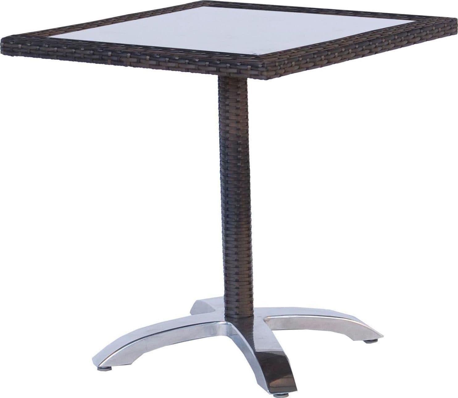 TAVOLO TAVOLI GIARDINO ESTERNO BAR RISTORANTE 70 X 70 CM SIX POLYRATTAN MARRONE