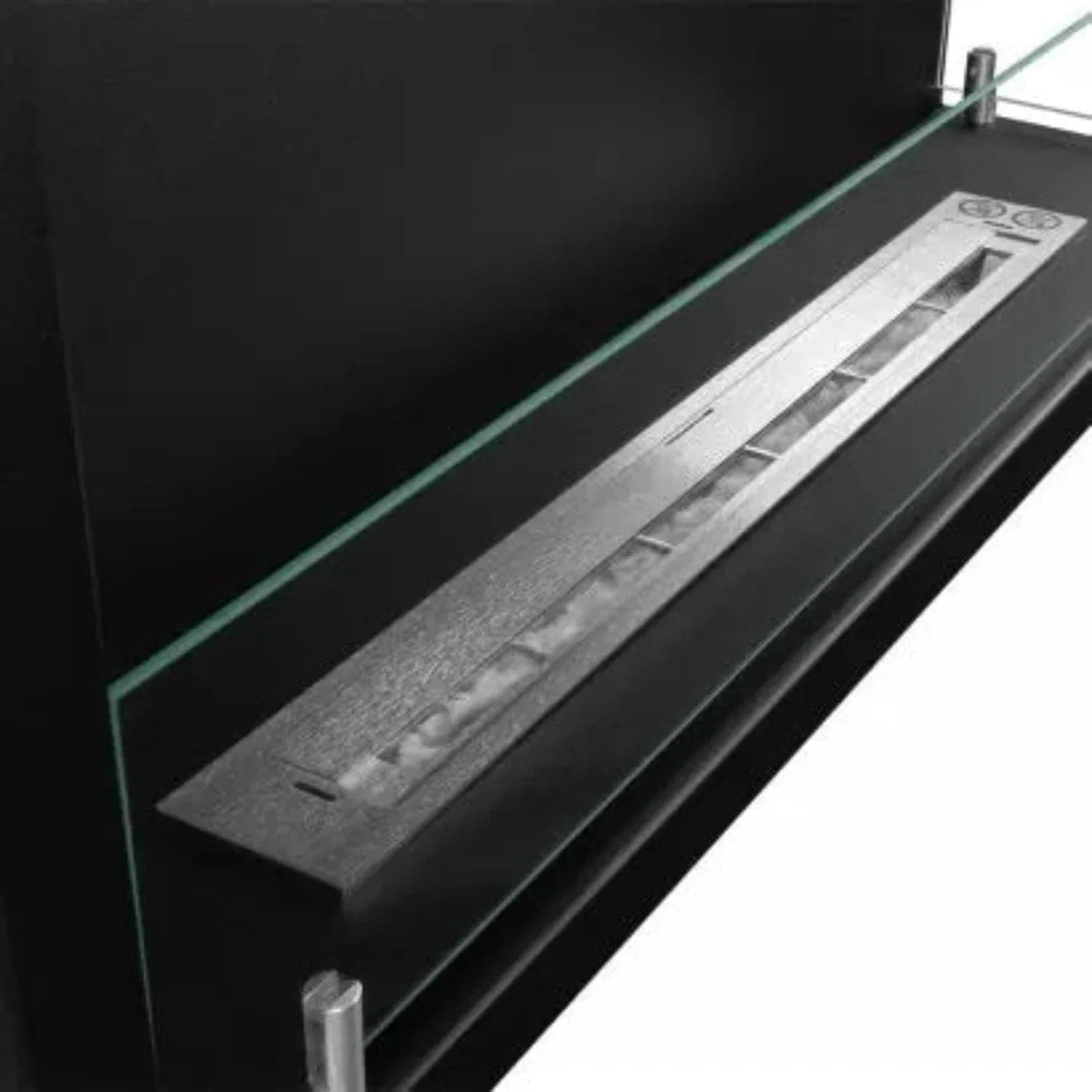 Camino a bioetanolo "Sutri 90 DX" da incasso ad angolo nero 90×45 in Caminetti gel ed etanolo Decor Space - Altamura, commercioVirtuoso.it