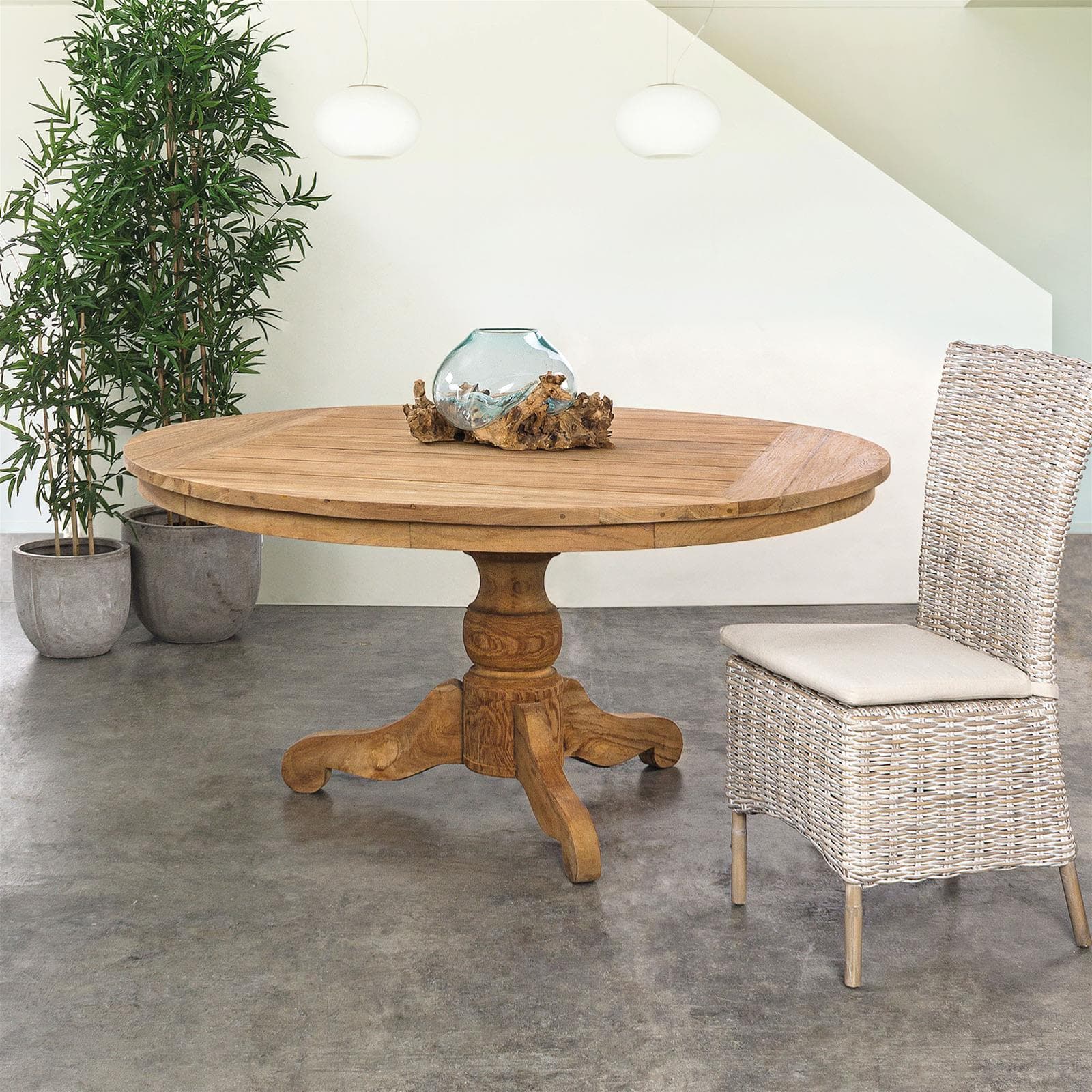 Sedia con cuscino "Isla" in rattan naturale per giardino e veranda h 102 cm in Sedie per tavolo da giardino Decor Space - Altamura, commercioVirtuoso.it