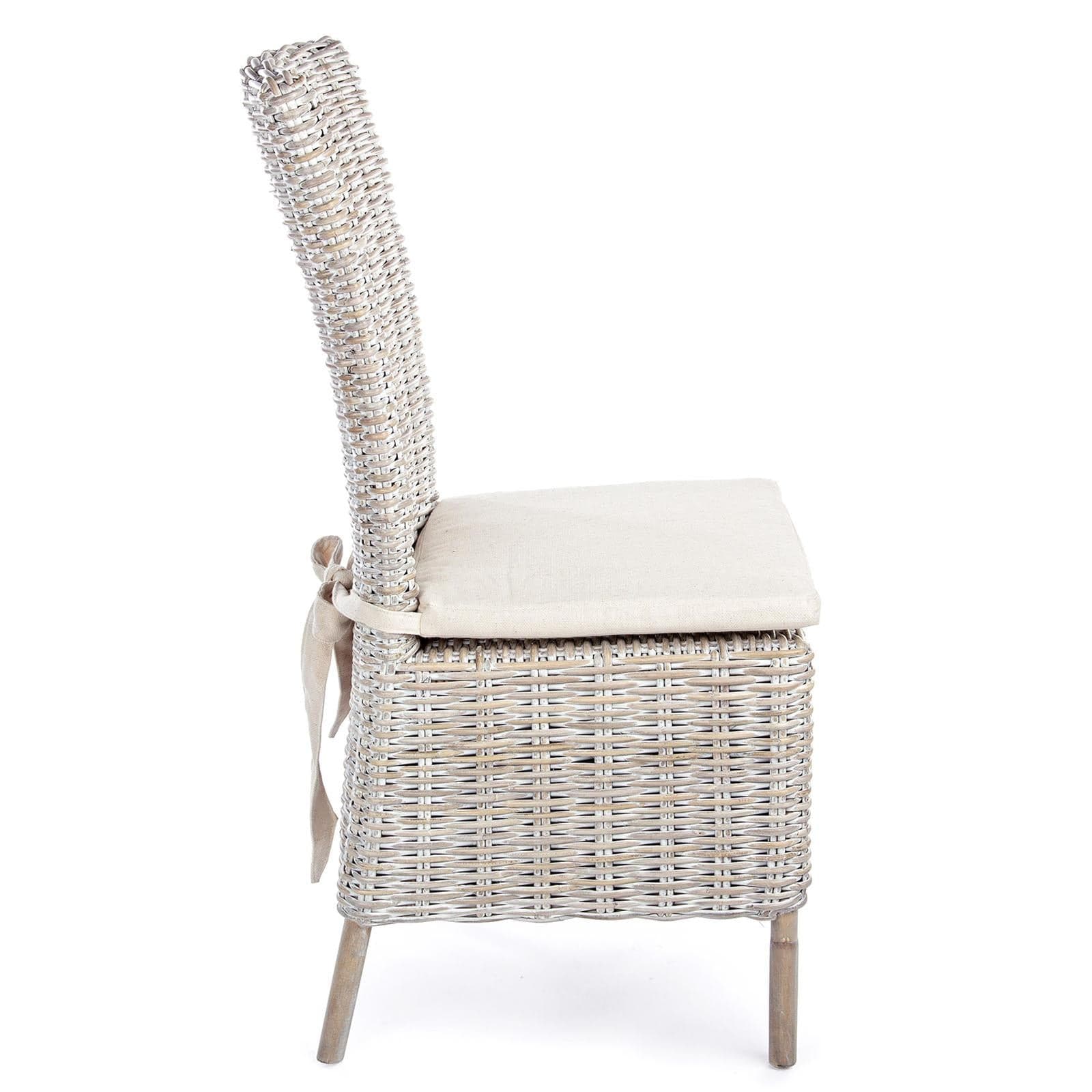 Sedia con cuscino "Isla" in rattan naturale per giardino e veranda h 102 cm in Sedie per tavolo da giardino Decor Space - Altamura, commercioVirtuoso.it
