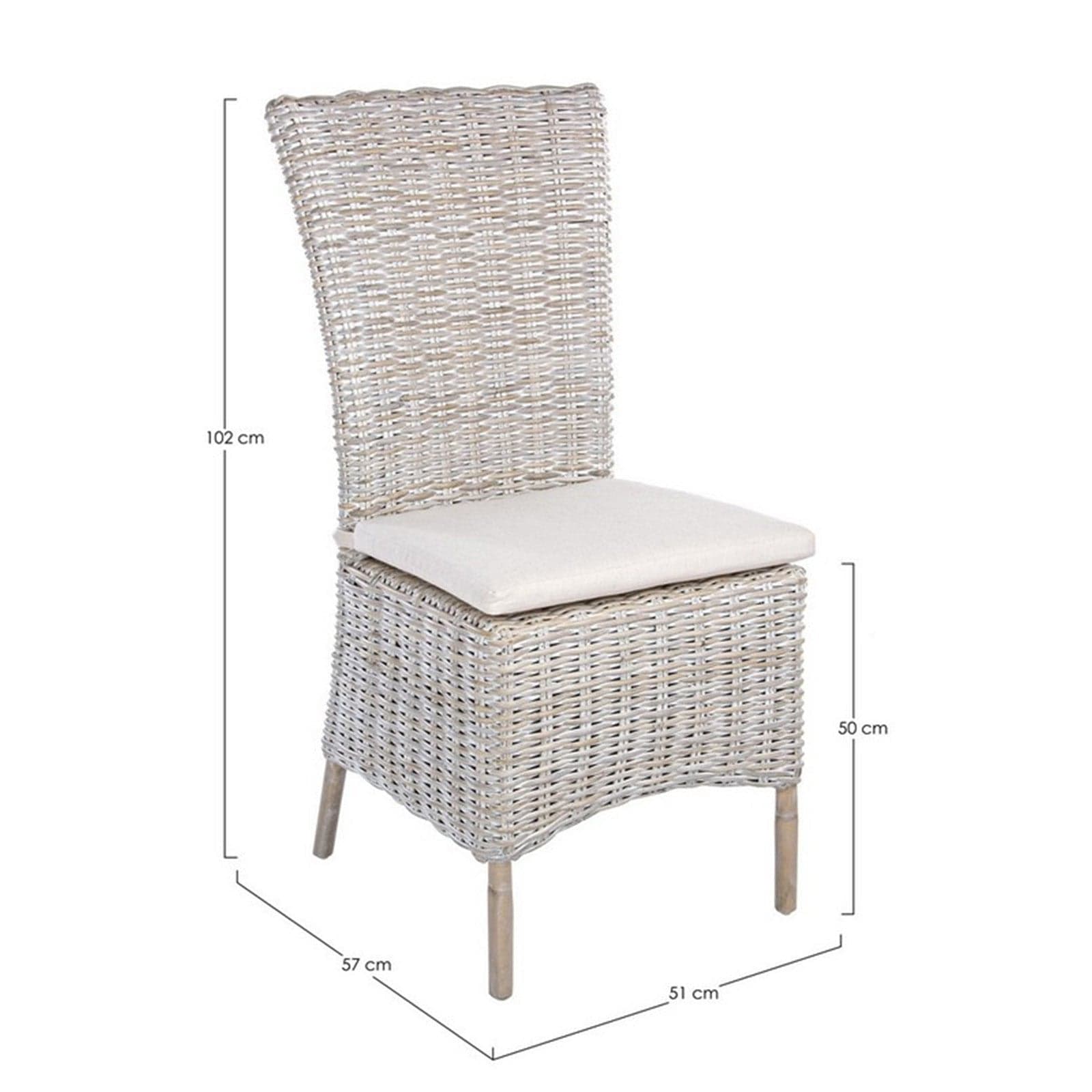 Sedia con cuscino "Isla" in rattan naturale per giardino e veranda h 102 cm in Sedie per tavolo da giardino Decor Space - Altamura, commercioVirtuoso.it