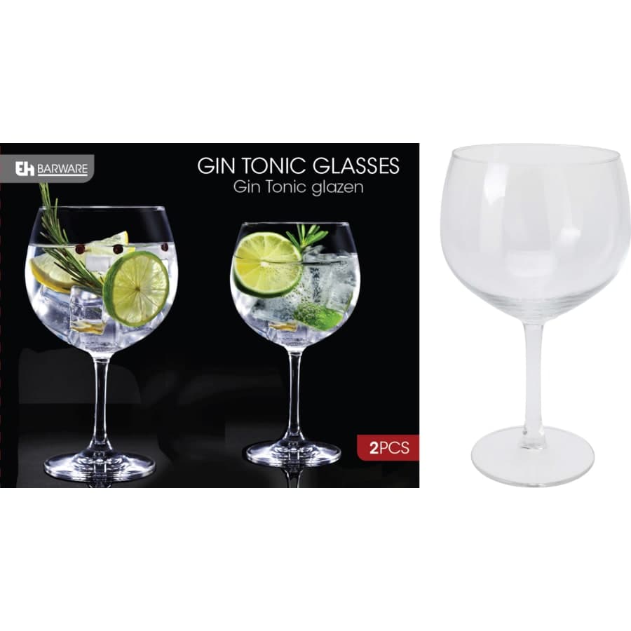 Calici decorativi Gin Tonic in vetro trasparente 650 ml set da 2 in Calici da acqua Decor Space - Altamura, commercioVirtuoso.it