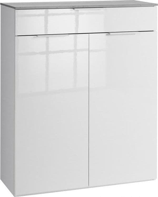 Scarpiera madia multiuso con 2 ante ed 1 cassetto bianco laccato per interno elegante in Scaffali portascarpe da armadio Decor Space - Altamura, commercioVirtuoso.it