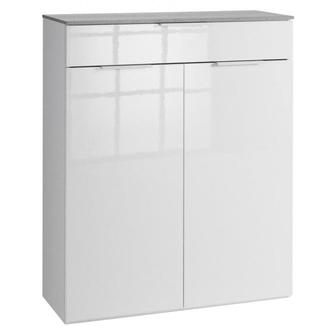 Scarpiera madia multiuso con 2 ante ed 1 cassetto bianco laccato per interno elegante in Scaffali portascarpe da armadio Decor Space - Altamura, commercioVirtuoso.it