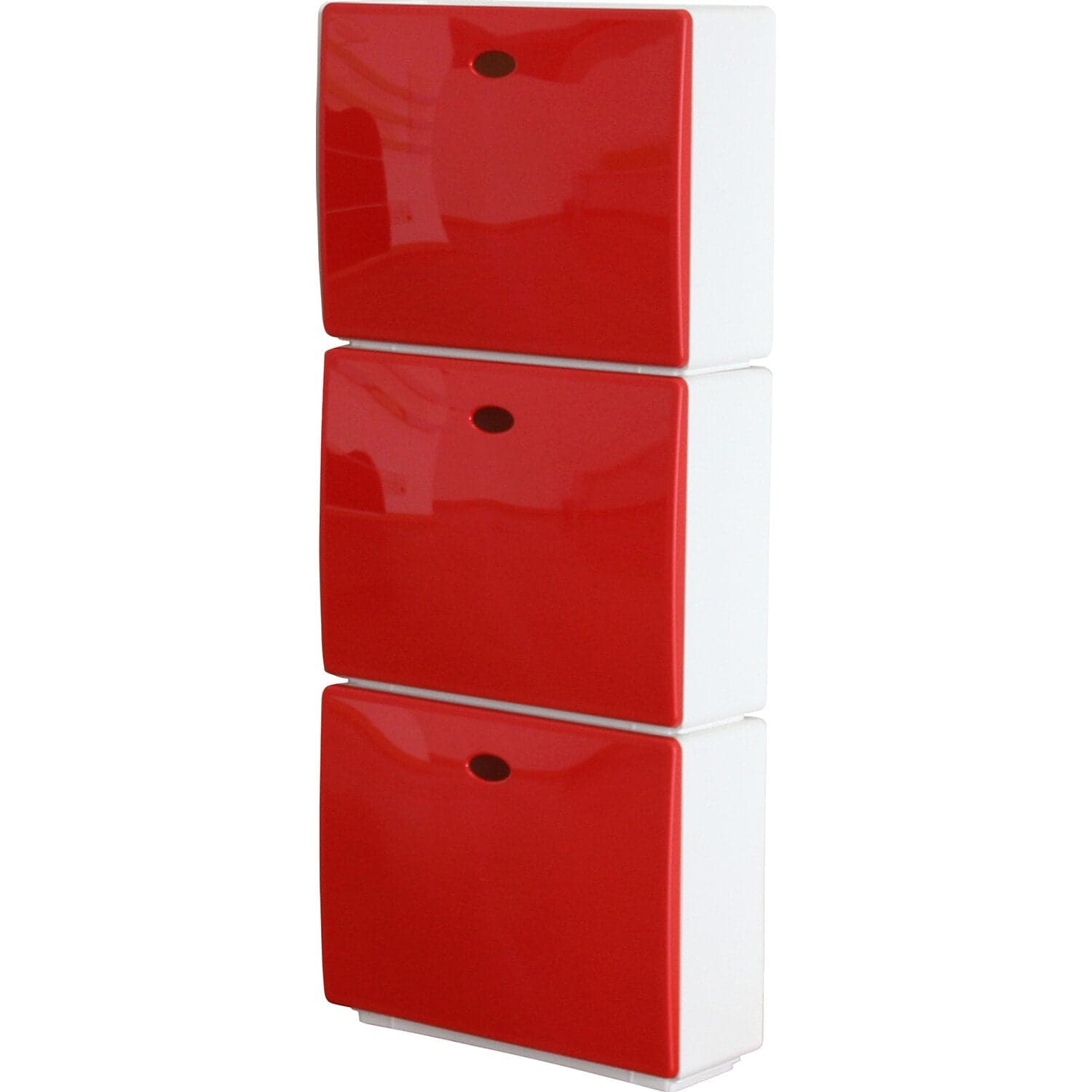 Scarpiera in resina tinta unita Rossa 3 ante h 118 cm arredamento da interno