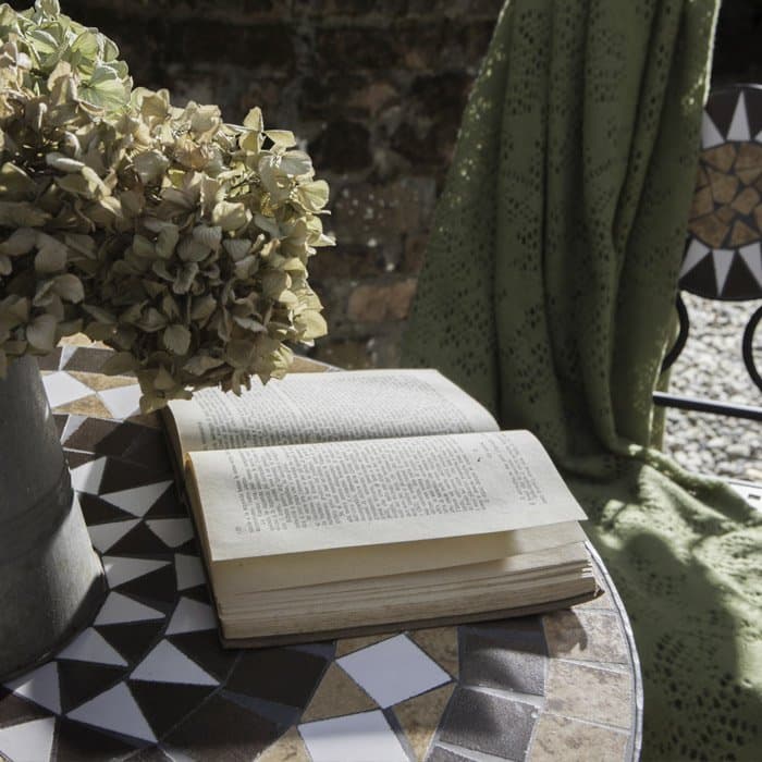 Tavolino tondo con mosaico in acciaio verniciato e piano in ceramica da giardino Ø 60 cm in Tavoli standard Decor Space - Altamura, commercioVirtuoso.it