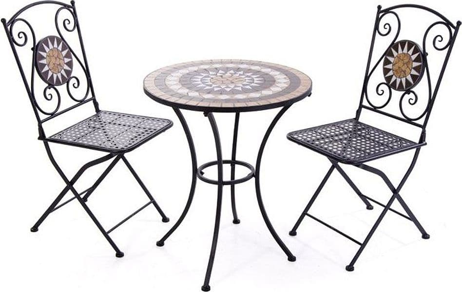 Tavolino tondo con mosaico in acciaio verniciato e piano in ceramica da giardino Ø 60 cm in Tavoli standard Decor Space - Altamura, commercioVirtuoso.it