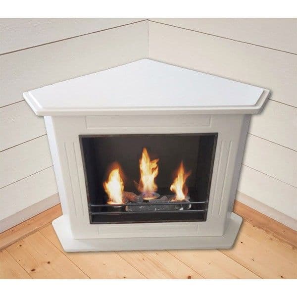 Camino a Bioetanolo Angolare "Donatello" in legno bianco 3 Kw per arredamento Moderno in Caminetti gel ed etanolo Decor Space - Altamura, commercioVirtuoso.it