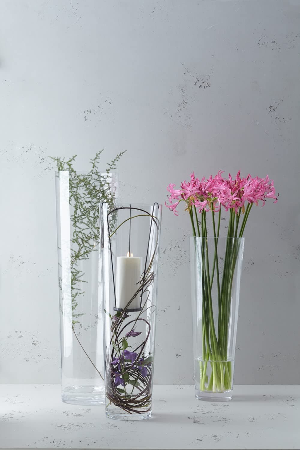 Vaso a cono in vetro trasparente per piante e fiori da interno h 70 cm in Vasi tradizionali Decor Space - Altamura, commercioVirtuoso.it