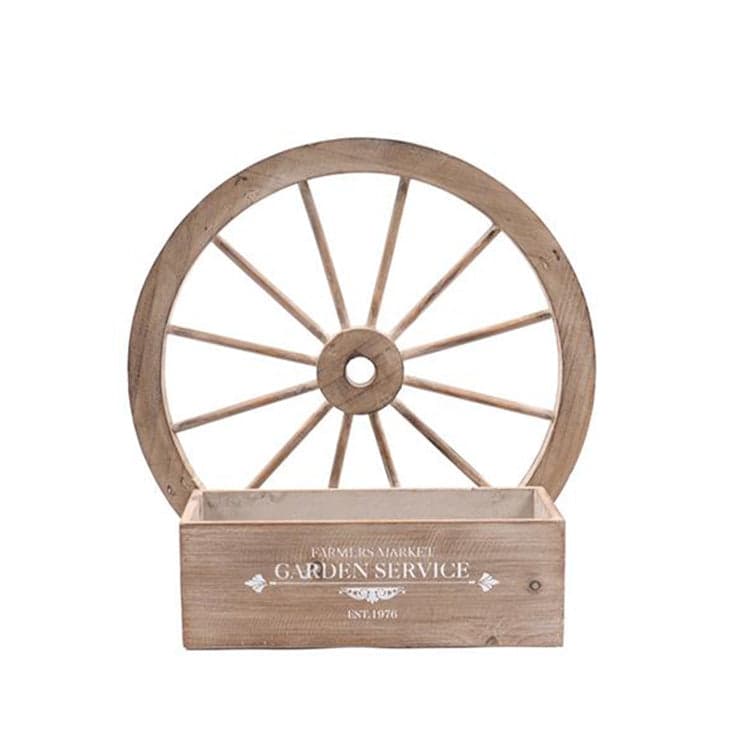 Fioriera con ruota in legno per fiori e piante da giardino e esterno