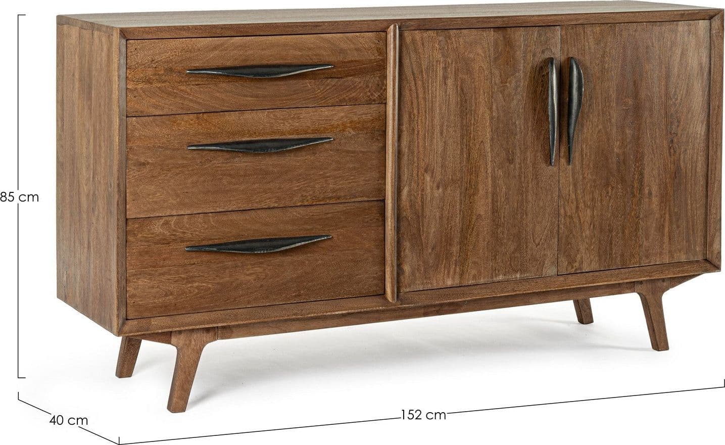 Credenza "Sherman" con struttura e gambe in legno mango, mobile in stile vintage in Credenze Decor Space - Altamura, commercioVirtuoso.it