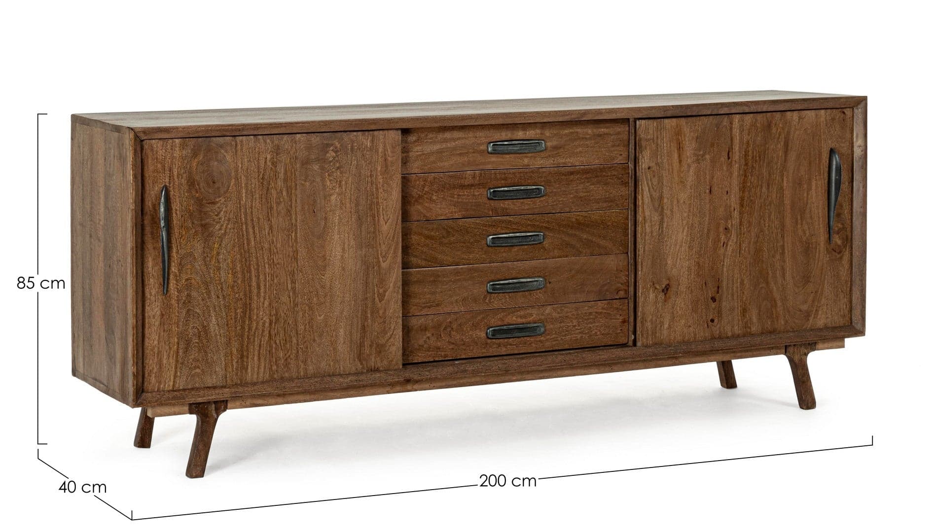 Credenza "Sherman" con struttura e gambe in legno mango, mobile in stile vintage in Credenze Decor Space - Altamura, commercioVirtuoso.it