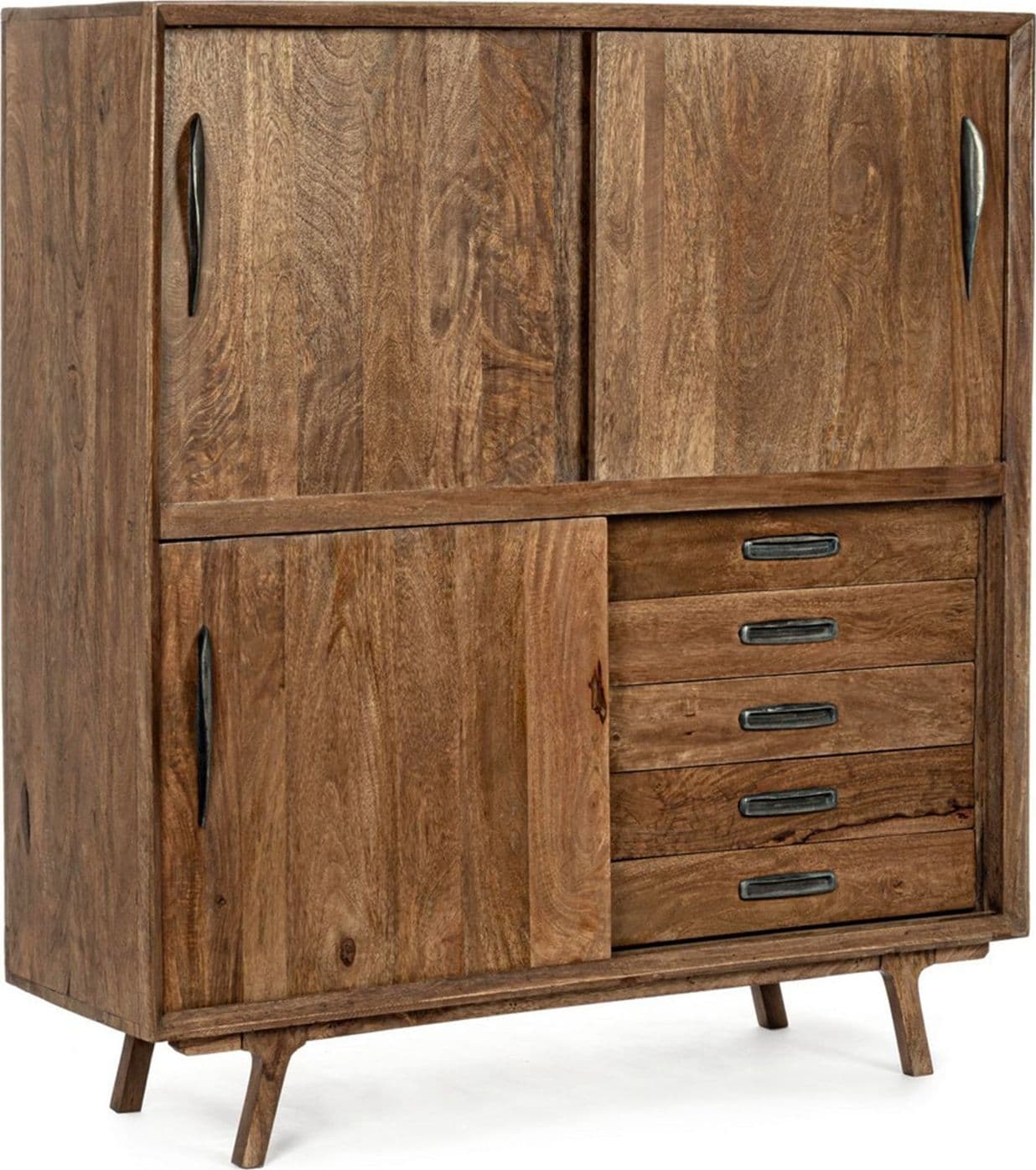 Credenza "Sherman" con struttura e gambe in legno mango, mobile in stile vintage - 21