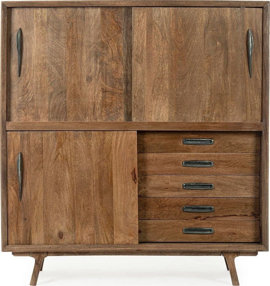 Credenza "Sherman" con struttura e gambe in legno mango, mobile in stile vintage - 23