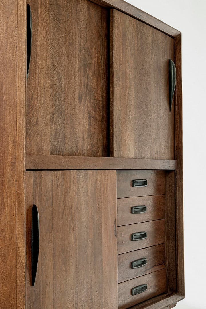 Credenza "Sherman" con struttura e gambe in legno mango, mobile in stile vintage - 25