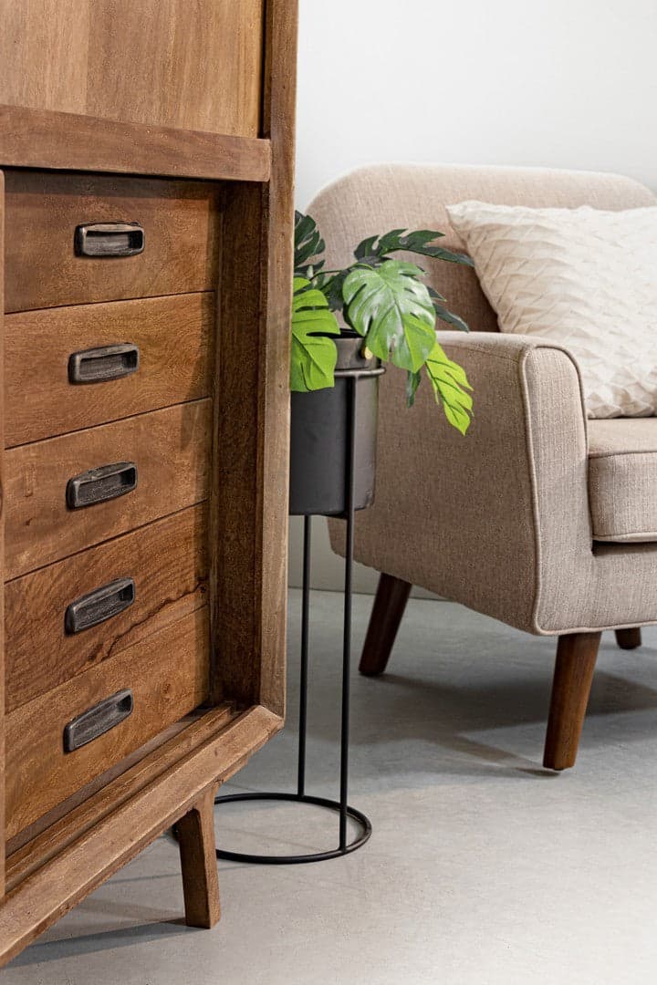 Credenza "Sherman" con struttura e gambe in legno mango, mobile in stile vintage - 27