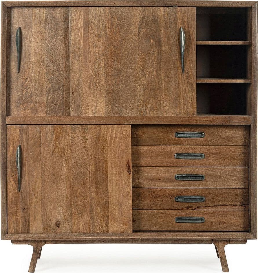 Credenza "Sherman" con struttura e gambe in legno mango, mobile in stile vintage - 29