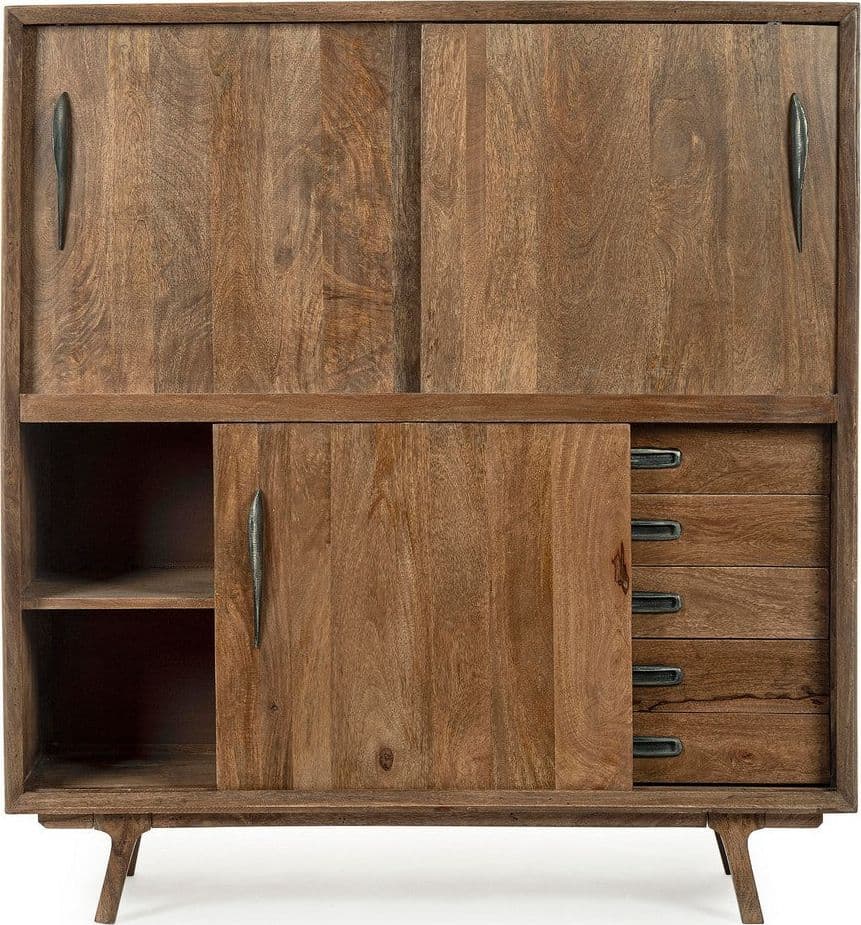 Credenza "Sherman" con struttura e gambe in legno mango, mobile in stile vintage - 30