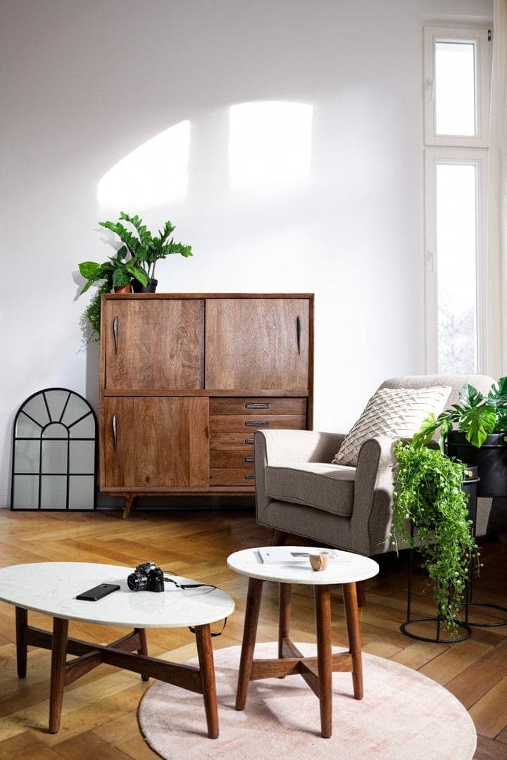 Credenza "Sherman" con struttura e gambe in legno mango, mobile in stile vintage - 31