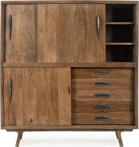 Credenza "Sherman" con struttura e gambe in legno mango, mobile in stile vintage - 32