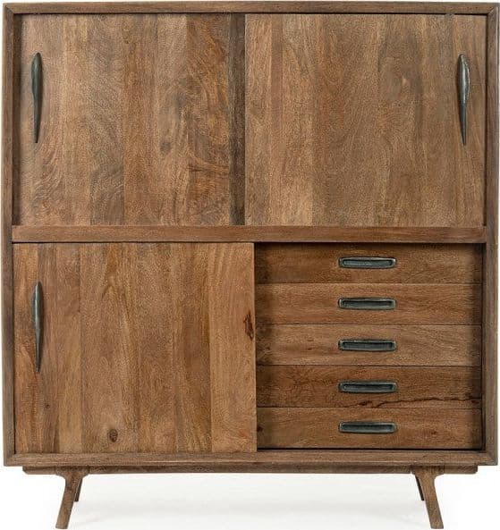 Credenza "Sherman" con struttura e gambe in legno mango, mobile in stile vintage - 33