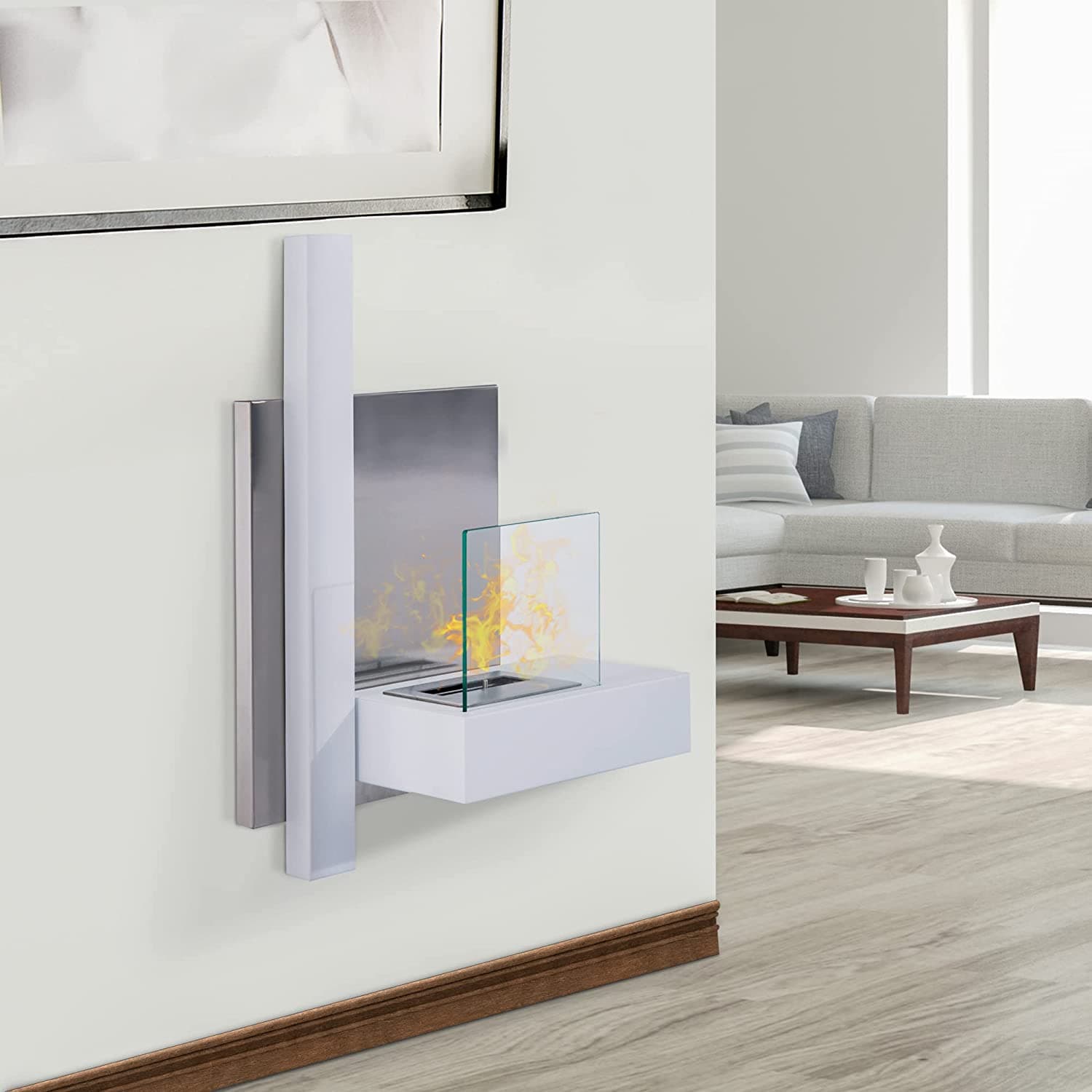 Camino a Bioetanolo da parete "Vienna" in Acciaio da 3,5 Kw arredamento Moderno in Caminetti gel ed etanolo Decor Space - Altamura, commercioVirtuoso.it