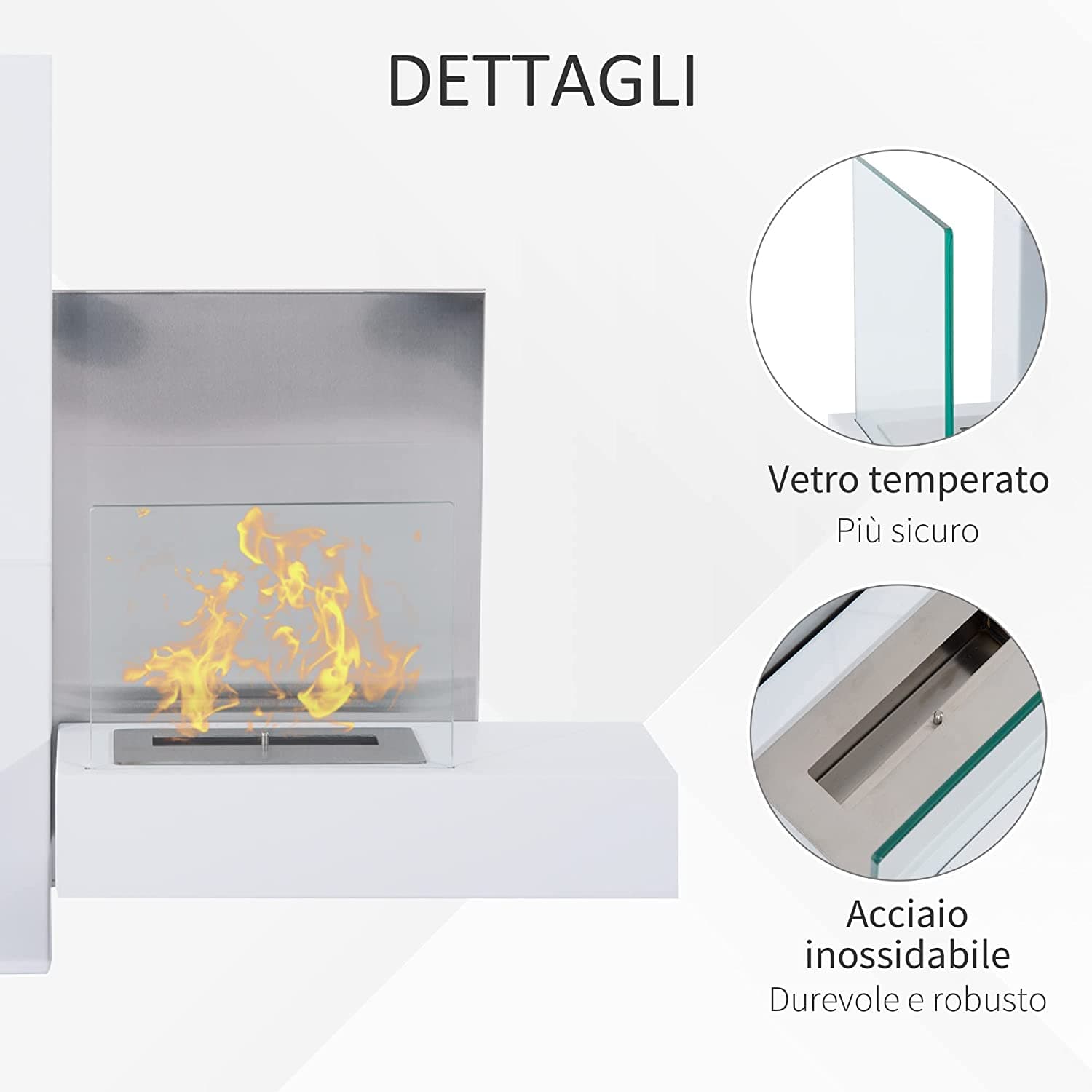 Camino a Bioetanolo da parete "Vienna" in Acciaio da 3,5 Kw arredamento Moderno in Caminetti gel ed etanolo Decor Space - Altamura, commercioVirtuoso.it