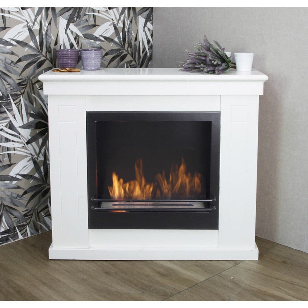 Camino a Bioetanolo da muro "Raffaello" in legno bianco 3 Kw per arredamento Moderno in Caminetti gel ed etanolo Decor Space - Altamura, commercioVirtuoso.it