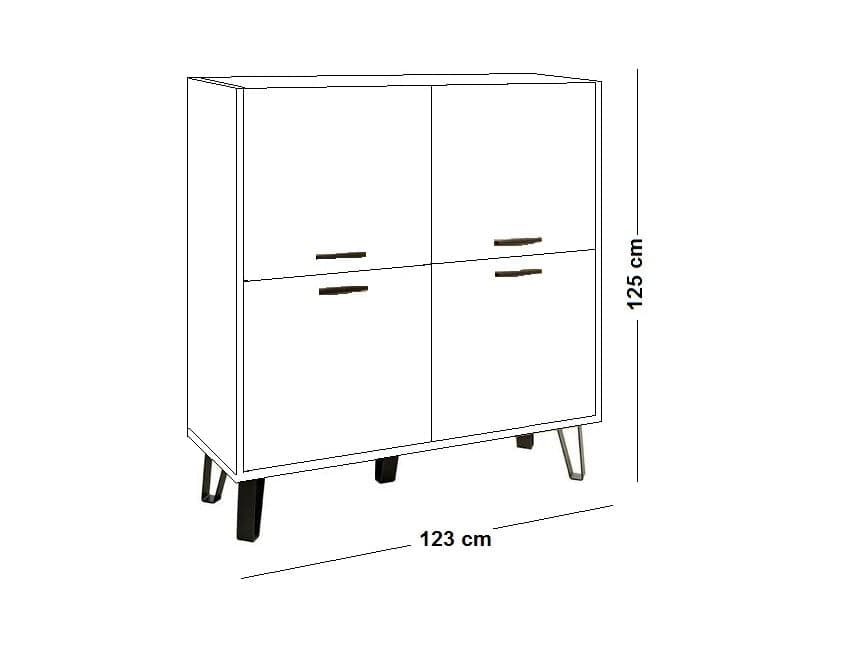 Contro mobile madia multiuso "Vitruvia" con 4 ante rovere e nero da interno h 123 cm in Credenze Decor Space - Altamura, commercioVirtuoso.it