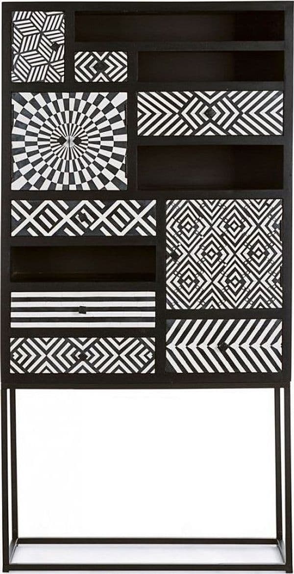 Credenza "Janesh" 4 ante, 6 cassetti, con struttura in legno di mango, stile moderno in Credenze Decor Space - Altamura, commercioVirtuoso.it