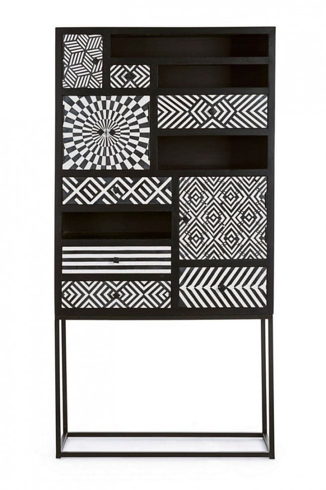 Credenza "Janesh" 4 ante, 6 cassetti, con struttura in legno di mango, stile moderno in Credenze Decor Space - Altamura, commercioVirtuoso.it