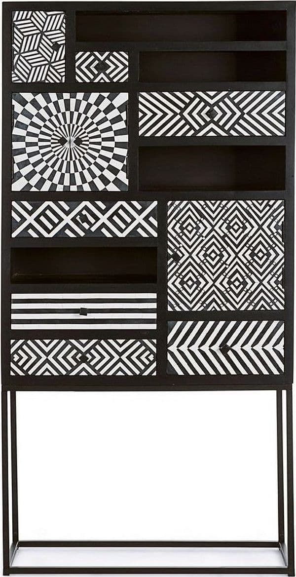 Credenza "Janesh" 4 ante, 6 cassetti, con struttura in legno di mango, stile moderno in Credenze Decor Space - Altamura, commercioVirtuoso.it
