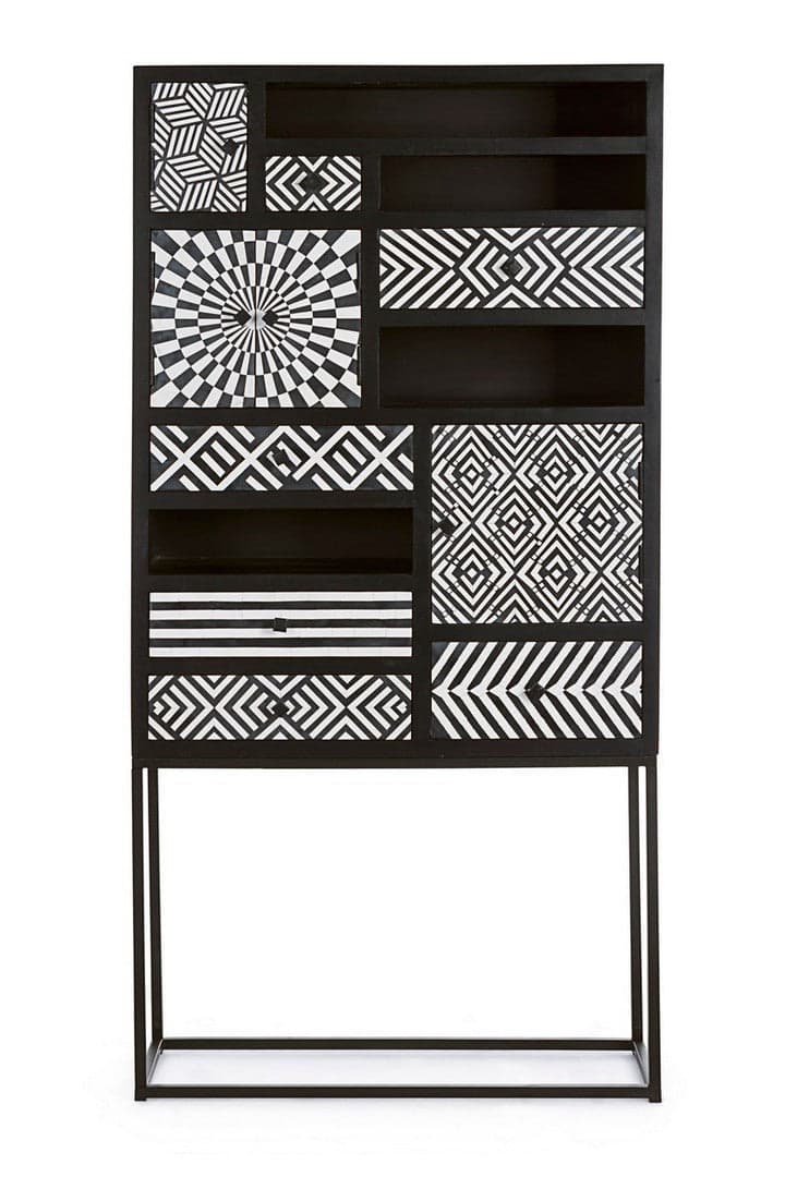 Credenza "Janesh" 4 ante, 6 cassetti, con struttura in legno di mango, stile moderno in Credenze Decor Space - Altamura, commercioVirtuoso.it