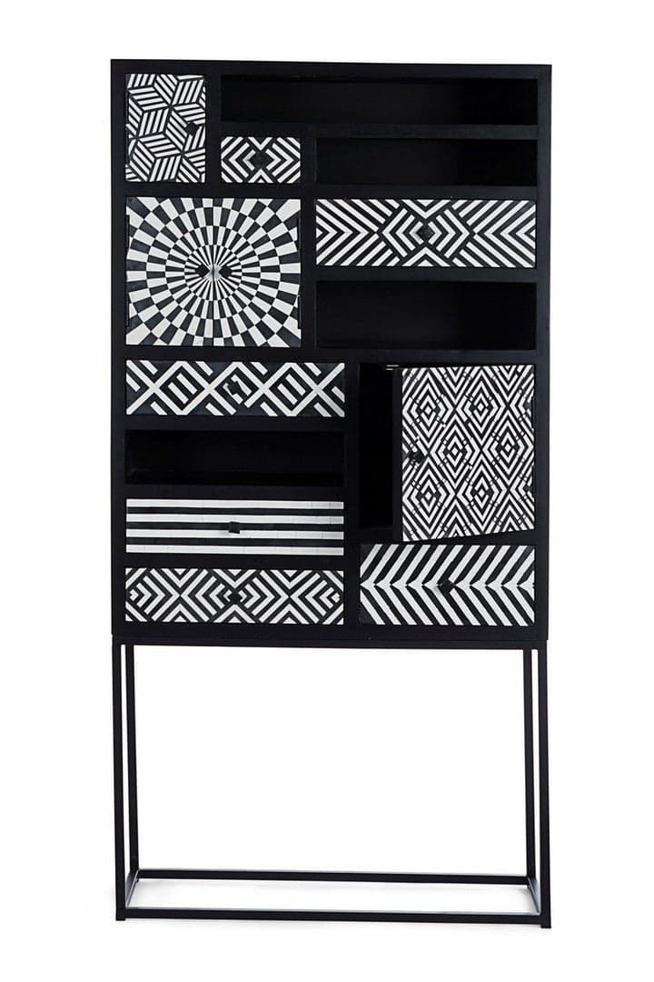 Credenza "Janesh" 4 ante, 6 cassetti, con struttura in legno di mango, stile moderno in Credenze Decor Space - Altamura, commercioVirtuoso.it