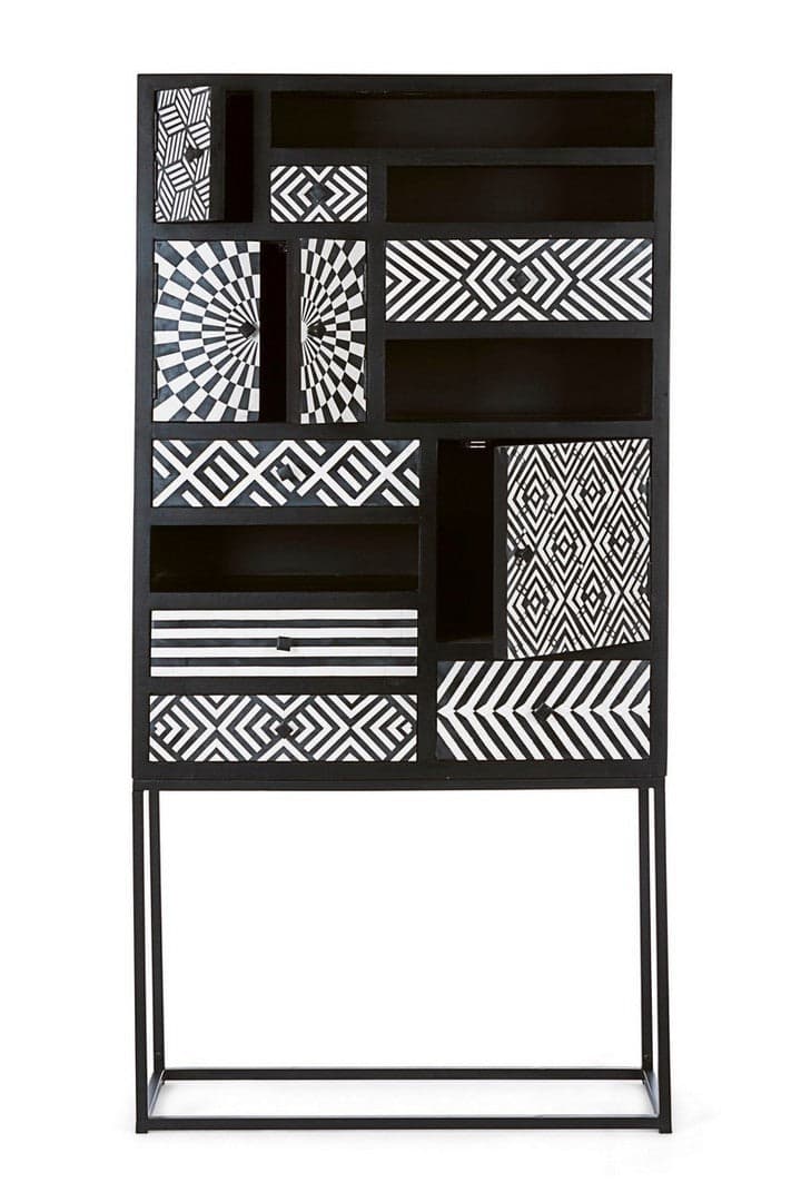 Credenza "Janesh" 4 ante, 6 cassetti, con struttura in legno di mango, stile moderno in Credenze Decor Space - Altamura, commercioVirtuoso.it