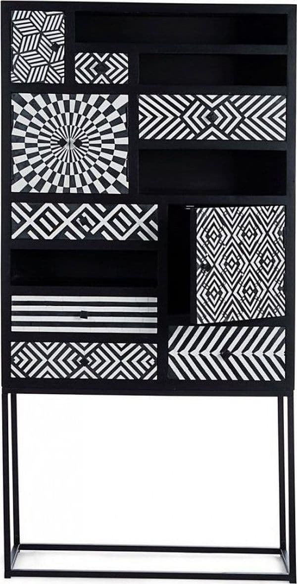 Credenza "Janesh" 4 ante, 6 cassetti, con struttura in legno di mango, stile moderno in Credenze Decor Space - Altamura, commercioVirtuoso.it