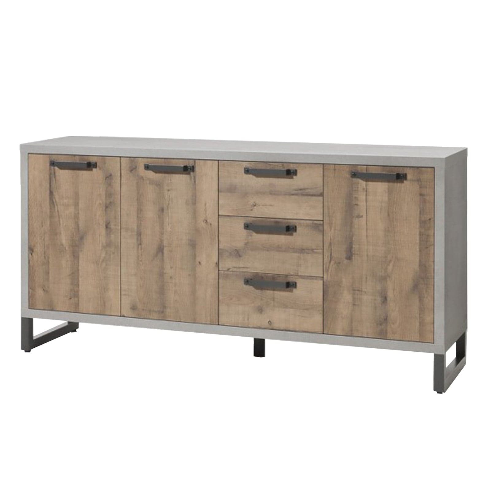 Contro mobile madia multiuso "Industrial" con 3 ante e 3 cassetti rovere e cemento h 90 cm in Credenze Decor Space - Altamura, commercioVirtuoso.it