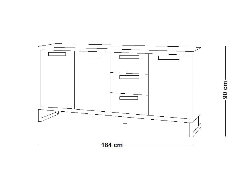 Contro mobile madia multiuso "Industrial" con 3 ante e 3 cassetti rovere e cemento h 90 cm in Credenze Decor Space - Altamura, commercioVirtuoso.it
