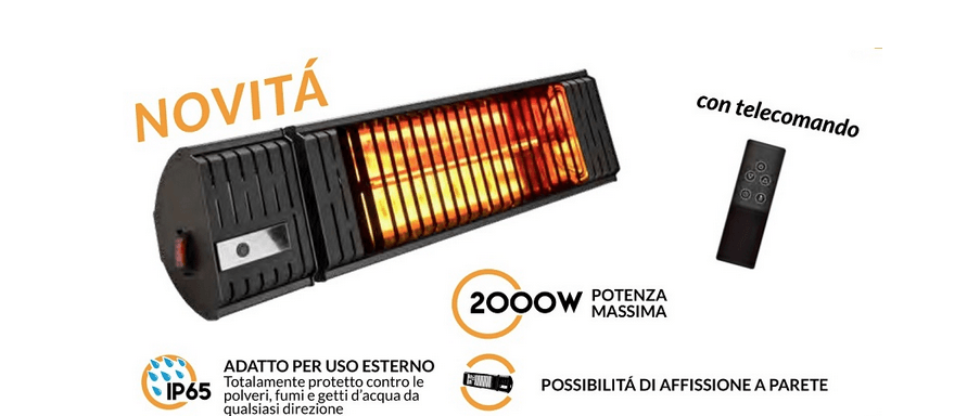 Lampada radiante "Giove" con telecomando stufa da esterno per bar e ristoranti 2000 W in Stufe elettriche Decor Space - Altamura, commercioVirtuoso.it