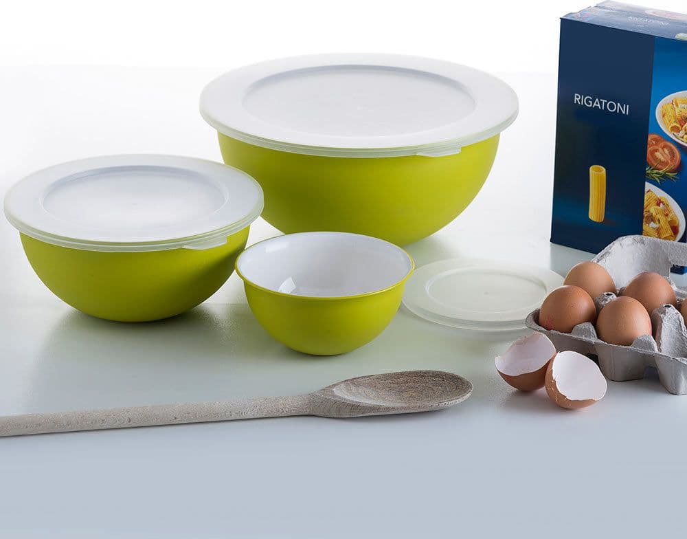 Set 3 ciotole con tappi  scodella da cucina moderna in tinta unita 3 dimensioni in Ciotole per preparazione dolci Decor Space - Altamura, commercioVirtuoso.it