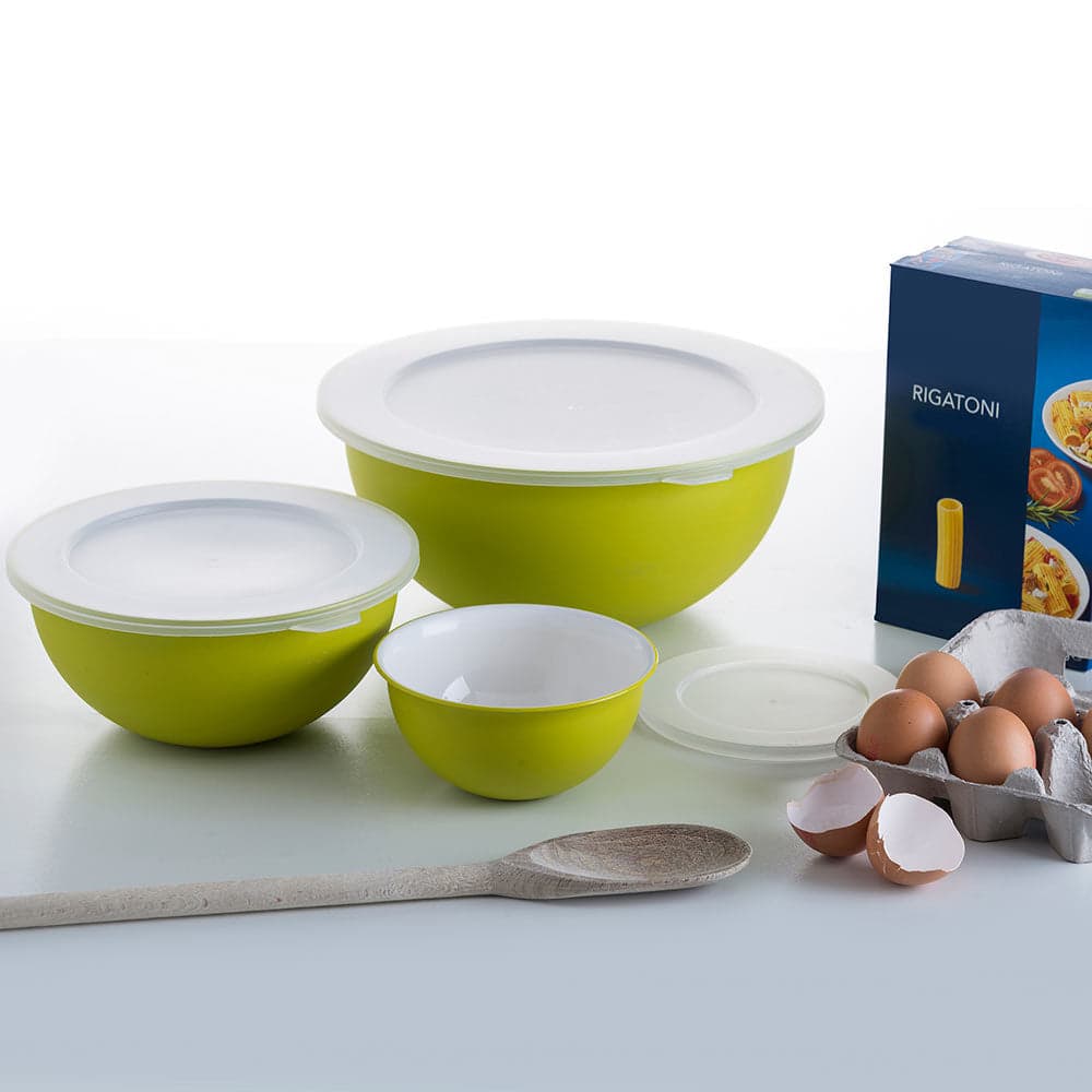Set 3 ciotole con tappi  scodella da cucina moderna in tinta unita 3 dimensioni in Ciotole per preparazione dolci Decor Space - Altamura, commercioVirtuoso.it