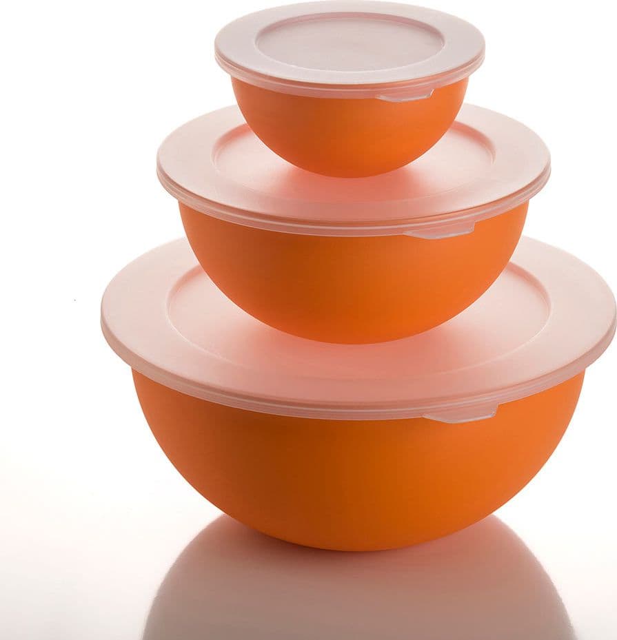 Set 3 ciotole con tappi  scodella da cucina moderna in tinta unita 3 dimensioni in Ciotole per preparazione dolci Decor Space - Altamura, commercioVirtuoso.it