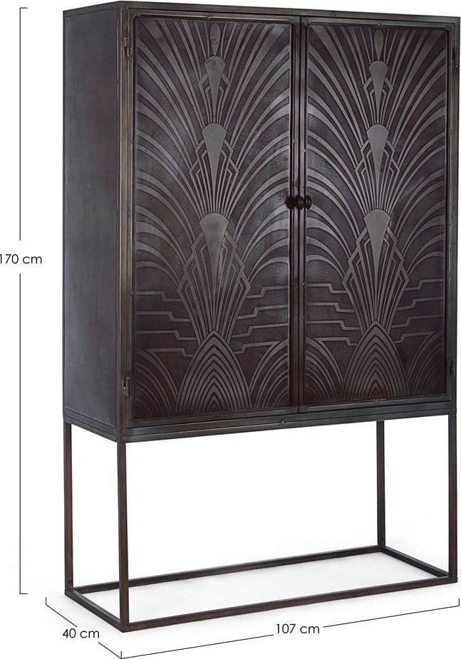Credenza "Lanford" con struttura in acciaio, ante scolpite a mano, stile atmosfera in Credenze Decor Space - Altamura, commercioVirtuoso.it
