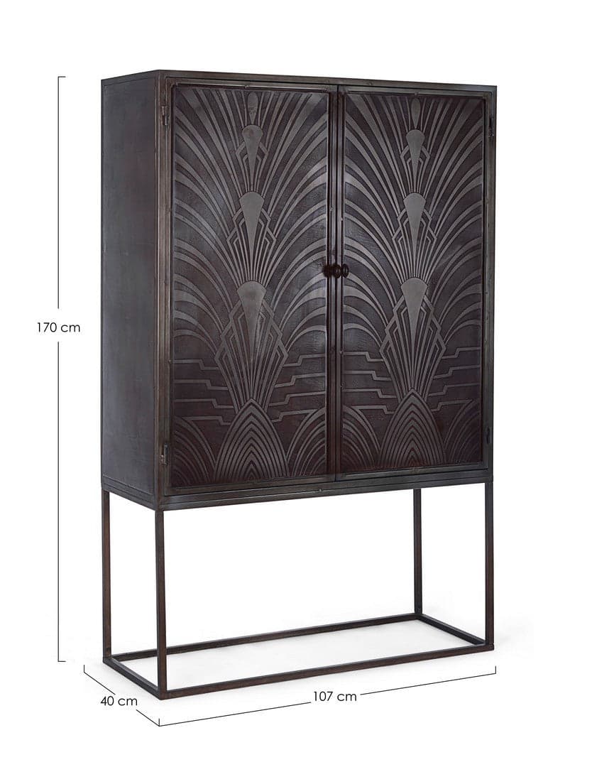 Credenza "Lanford" con struttura in acciaio, ante scolpite a mano, stile atmosfera in Credenze Decor Space - Altamura, commercioVirtuoso.it