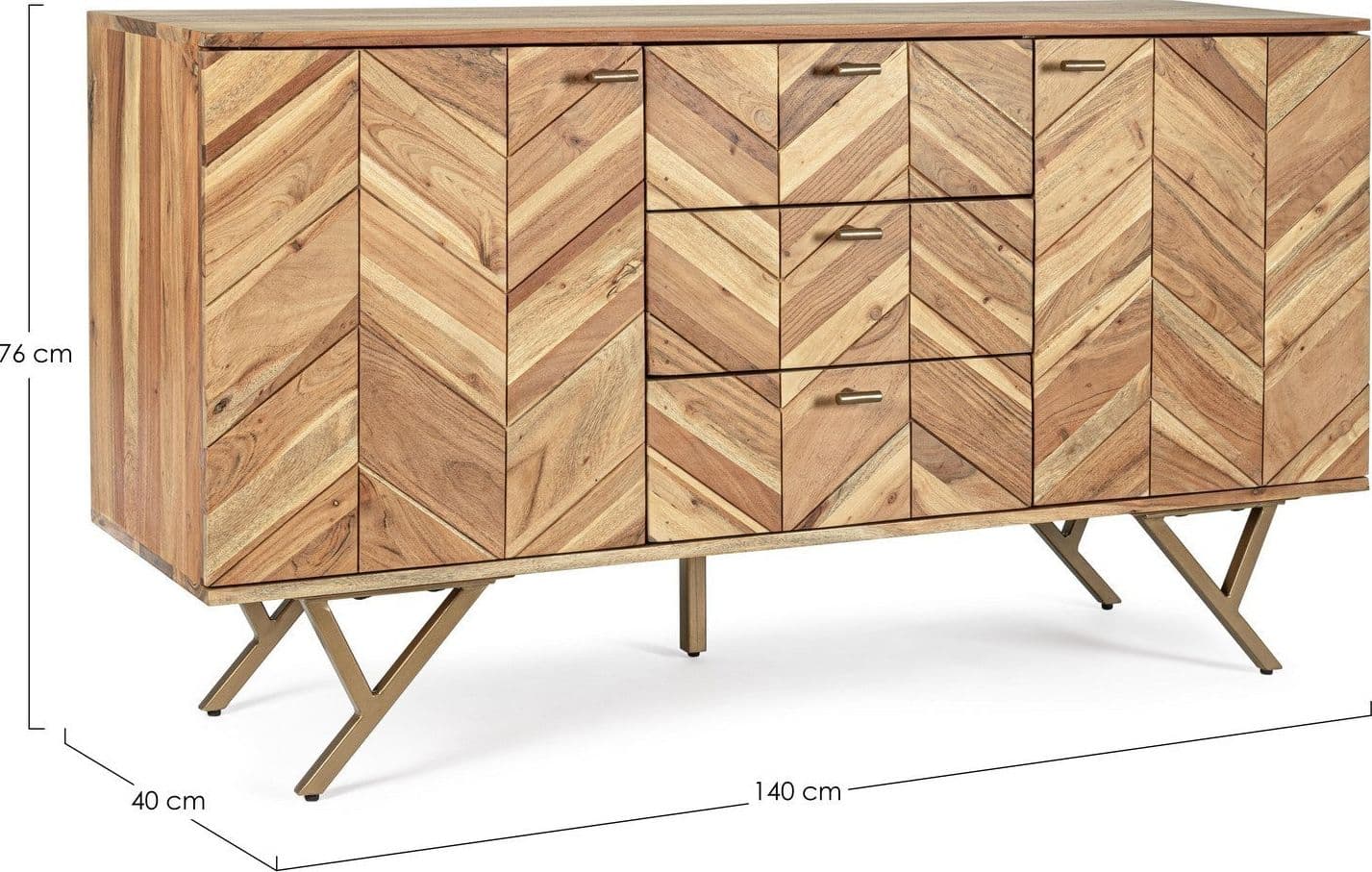 Credenza "Raida" con struttura in legno di acacia, mobile in stile moderno in Credenze Decor Space - Altamura, commercioVirtuoso.it